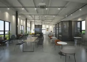 자연광 가득한 모던 인더스트리얼 카페 라운지